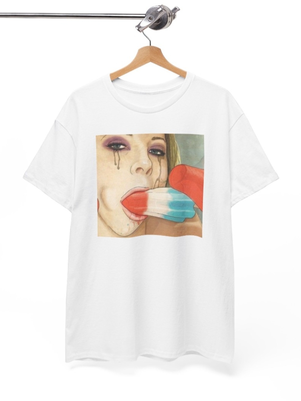 Retro Pop Art Girl and Red-White-Blue Popsicle - Picture 1 of 3